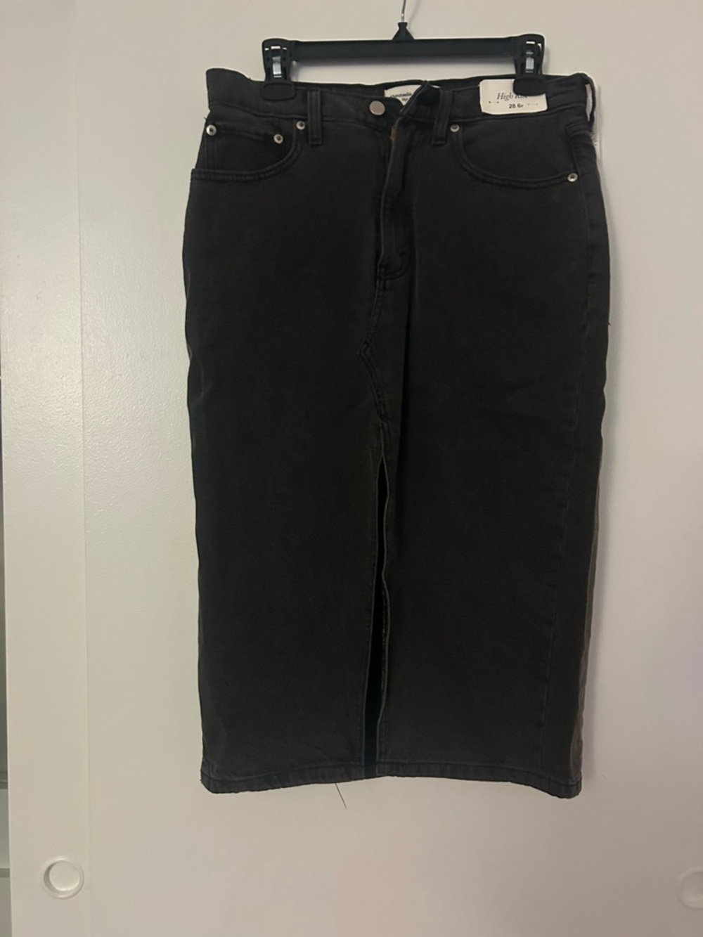 Abercrombie & Fitch Black High-Rise Denim Skirt